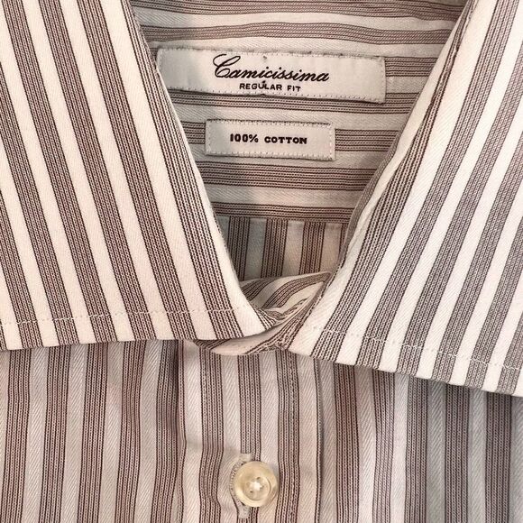 Camicissima Men's Striped Cotton Long Sleeve Button Down Dress Shirt sz 41/16 - Picture 3 of 5